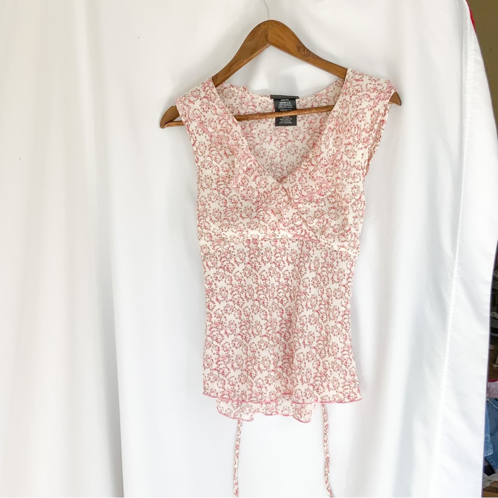 Vintage Ditsy ruffle floral y2k blouse tank